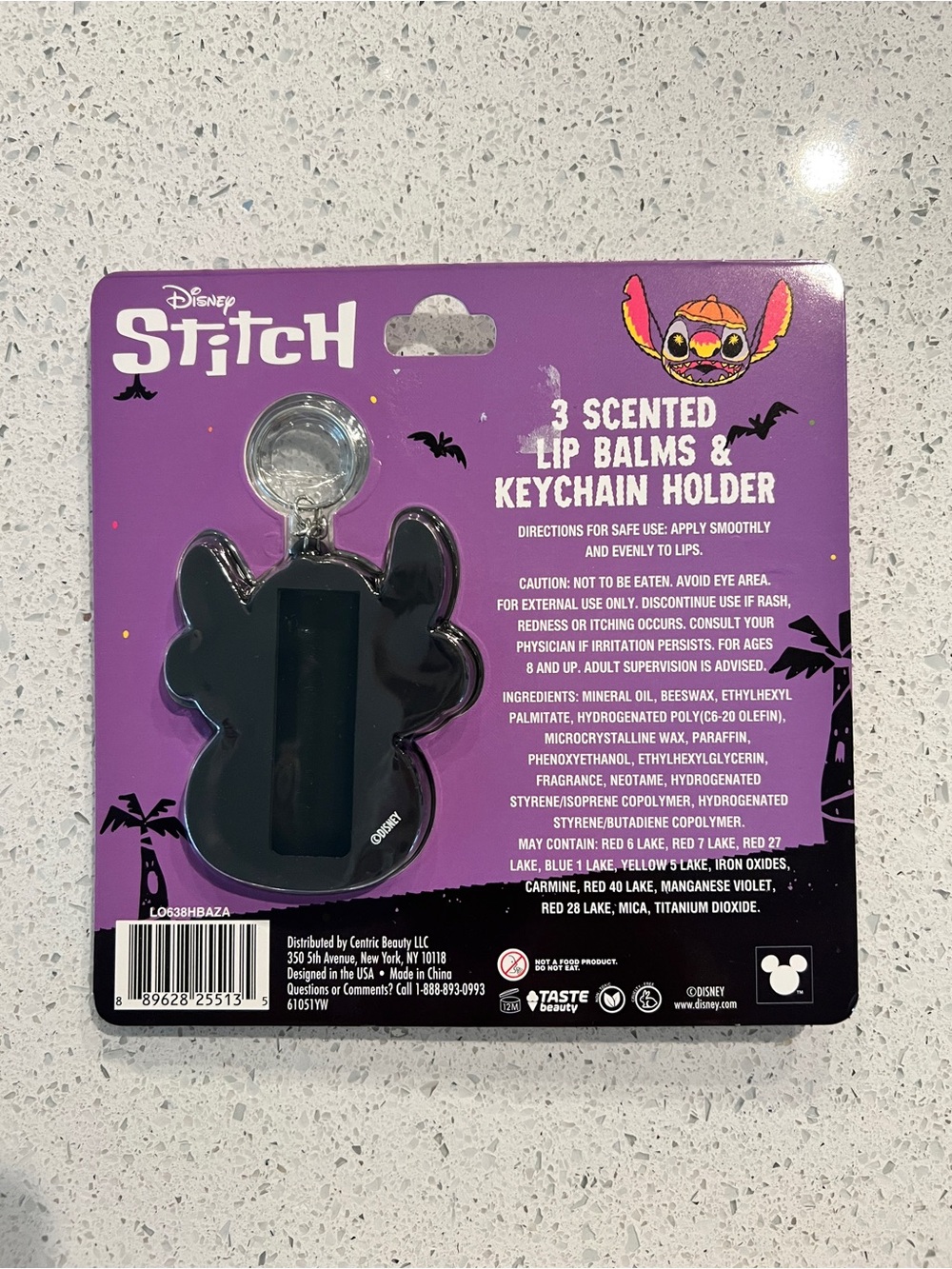 Disney Stitch Halloween Lip Balm 3-Pack with Purple Keychain Holder - Picture 2 of 2